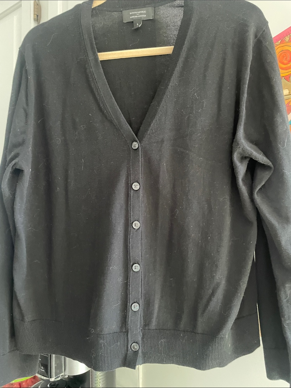 Banana Republic Black Women’s V-Neck Button-Front Cardigan